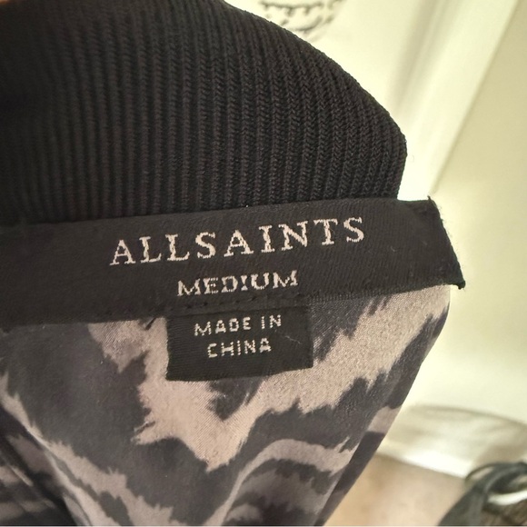 All Saints Fayre Remix Animal Printed Long Sleeve Black Handkerchief Midi Dress - Picture 12 of 14